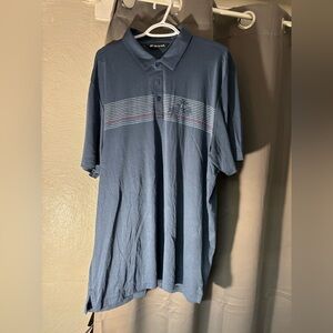Travis Mathew Blue Polo with Striped Detail